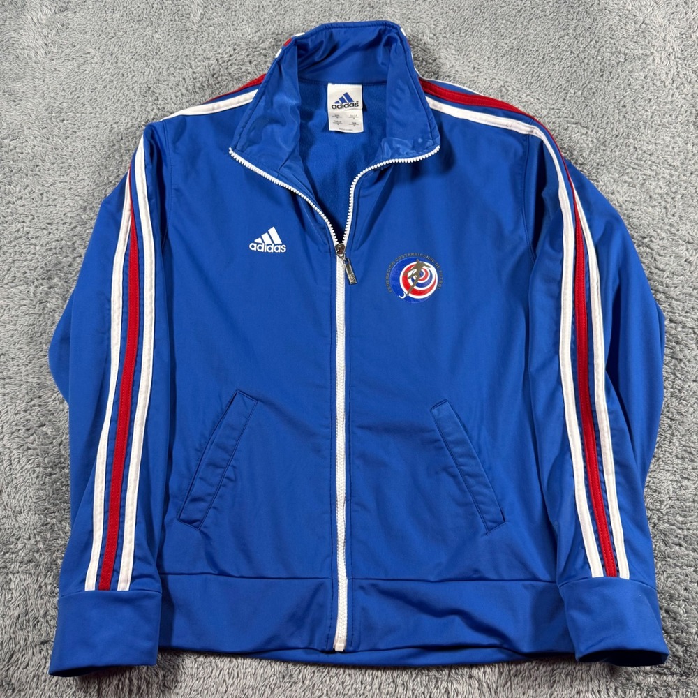 Vintage 90s Adidas Track Jacket Mens Medium Blue Costa Rica Soccer World Cup
